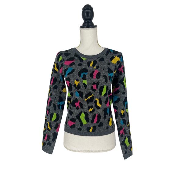 Alice + Olivia Metallic Rhodes Leopard Print Sweater - Picture 3 of 11